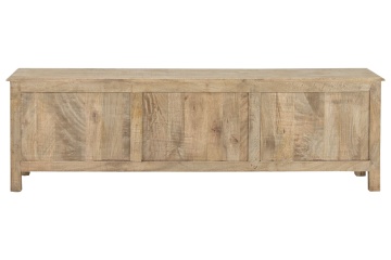 Comodă TV lungă din lemn de mango, natur, cu 6 sertare și mânere metalice, 55 x 180 x 45 cm, „Falaise” - Img 3