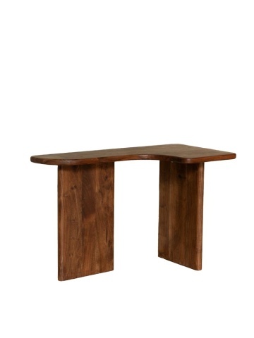 Consolă din lemn de acacia, formă asimetrică, maro antichizat, finisaj lucios, 118×59×75 cm, „Finoma" - Img 1