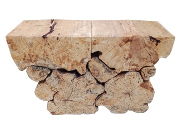 Consolă din lemn masiv, natur, finisaj natural, 77 x 120 x 40 cm, „Josselin”