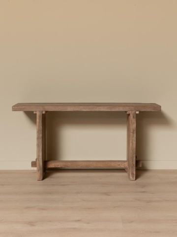 Consolă din lemn reciclat, natur, finisaj vintage, 153×36×78 cm, „Rustor" - Img 2