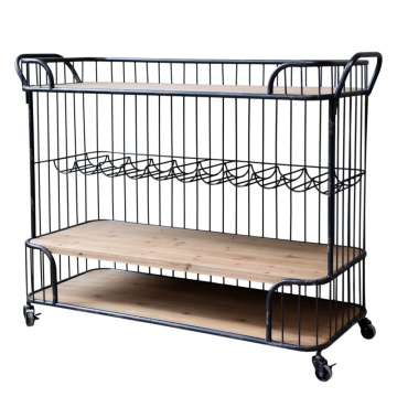 Consola din metal cu rafturi din lemn, aspect vintage, „Hudson”