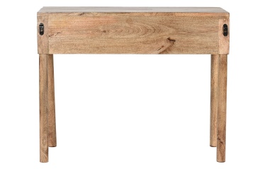 Consolă hol din lemn de mango, natur, cu 2 sertare cu fronturi cu raze în relief și picioare rotunde, 76 x 94,5 x 34,5 cm, „Malestroit” - Img 7