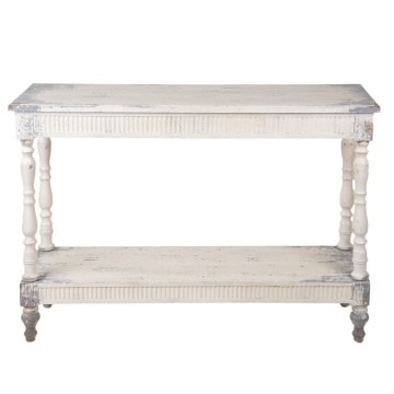 Consolă shabby chic din lemn, finisaj alb antichizat, „Maude”