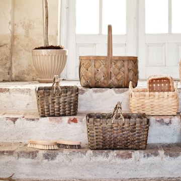 Coș de picnic din lemn gri, împletit manual, cu mânere, 27 × 37.5 × 27 cm, „Kerstin" - Img 4