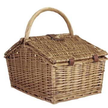 Coș de picnic din răchită împletită cu căptușeală roșie în carouri, pentru 4 persoane, „Barbro Red" - Img 4
