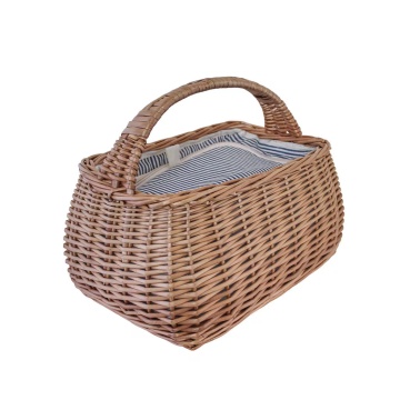 Coș de picnic din răchită naturală, termoizolant, căptușit, 38 x 25 x 27 cm, „Molly Blue" - Img 5