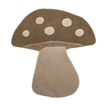 Covor pentru copii din lână, maro, în formă de ciupercă cu buline, „Mushroom", 90 x 85 cm