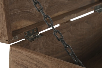 Cufăr decorativ din lemn masiv cu feronerie din metal negru, 46×31×31 cm, „Chest" - Img 4