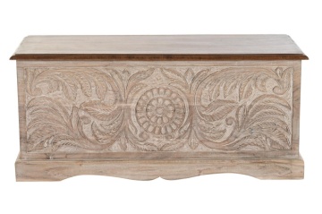 Cufar din lemn de acacia sculptat manual, 90X40X40 cm, "Epoque" - Img 8