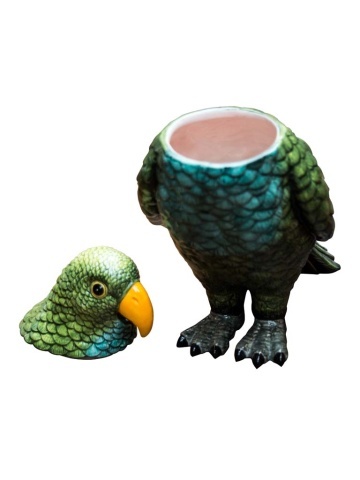 Cutie decorativa, din ceramica, verde, in forma de papagal, Parrot