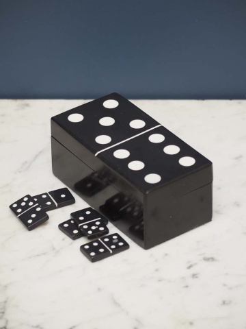 Cutie joc Domino, din rasina, Negru - Img 2