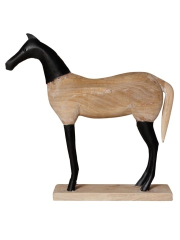 Decorațiune cal din lemn de mango pe suport, H30 cm, "Narra"
