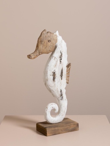 Decorațiune căluț de mare din lemn de paulownia, H44 cm - Img 3