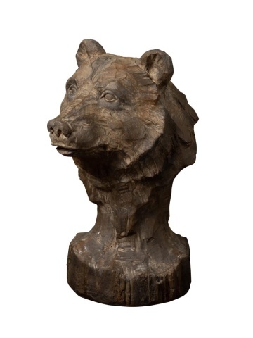 Decorațiune cap de urs brun din rășină, H22,5 cm