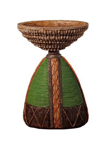 Decoratiune de masa, cu bol din rasina, H27cm, Africa