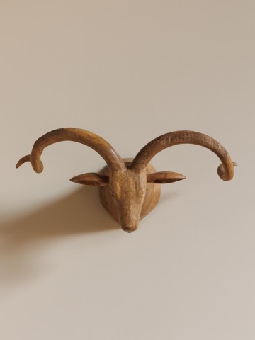 Decoratiune de perete, cap de cerb, din lemn de mango, Deer - Img 3