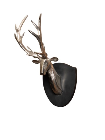Decoratiune de perete, cap de cerb patinat, din aluminiu, Deer