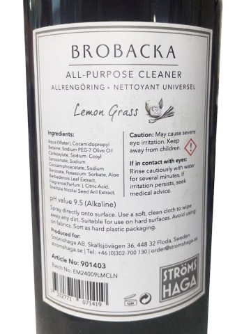 Detergent universal vegan cu parfum de lemongrass, 500 ml, „Brobacka Lemongrass" - Img 4