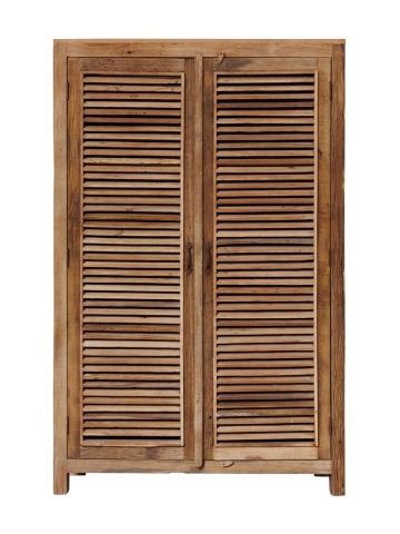 Dulap din lemn de acacia, cu 2 usi si suport de umerase, aspect vintage, Oriel - Img 1