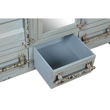 Dulap înalt industrial din metal, turcoaz, cu 2 uși din tablă ondulată, oglindă, 3 sertare, 4 rafturi și bară pentru haine, 174 x 112 x 46 cm, „Cargo” - Img 3