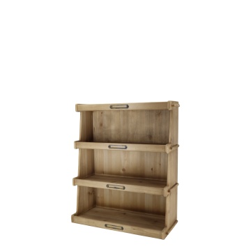 Etajeră de perete din lemn masiv natur cu 4 niveluri, 63×26,5×73 cm, Drawers