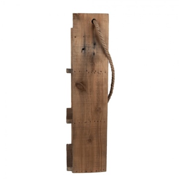 Etajeră de perete din lemn, natur, cu 3 rafturi și frânghie, aspect rustic, 59 x 28 x 16 cm, „Bastian” - Img 4