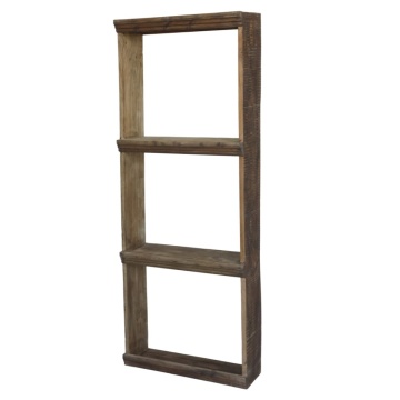 Etajeră de perete din lemn reciclat, natur, cu 3 rafturi și muchii profilate, aspect rustic, 162 x 62 x 20 cm, „Grimaud”