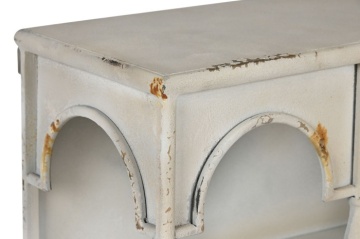 Etajeră de perete vintage din metal, alb, cu 9 compartimente și trei arcade, finisaj antichizat, 70 x 60 x 20 cm, „Fontaine” - Img 4