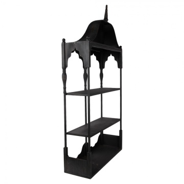 Etajeră de perete vintage din metal, negru, cu 2 rafturi și arcade în festoane, 109 x 55 x 19 cm, „Bica” - Img 3
