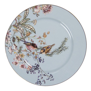 Farfurie albastra, din ceramica, cu motive florale, Ø20 cm, Bloom