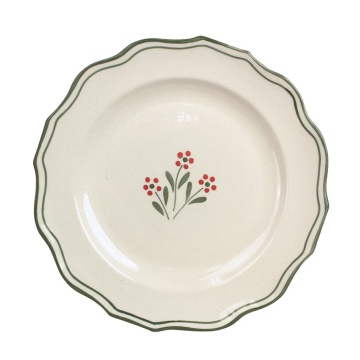 Farfurie din ceramică pictată manual, Ø 28,5 cm, verde, „Esther Wildflower"