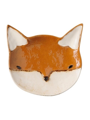 Farfurie din ceramica, portocalie, in forma de vulpe, Fox