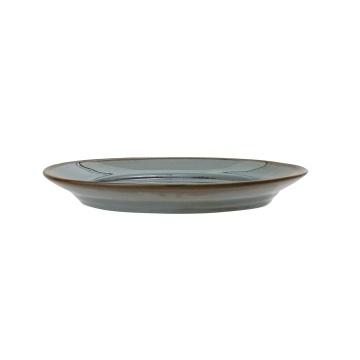 Farfurie din ceramică verde cu finisaj artizanal și margine maro, 20 cm, "Pixie" - Img 2