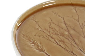 Farfurie HORECA Shabby emailată galben din ceramică stoneware cu finisaj lucios – "Floralis" - Img 2