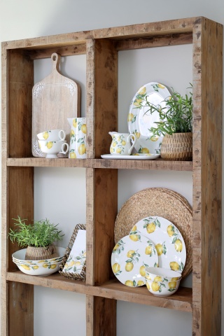Farfurie întinsă din porțelan alb cu motiv lămâi, 2x20 cm, „Maison Citron" - Img 4