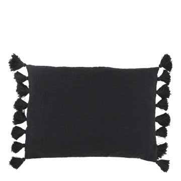Fata de perna, din textil, cu ciucuri, 70x50 cm, Midnight