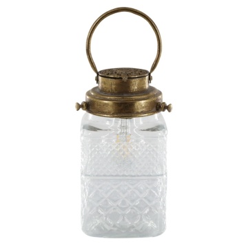 Felinar auriu, din sticla, LED, E27, D12cm, French