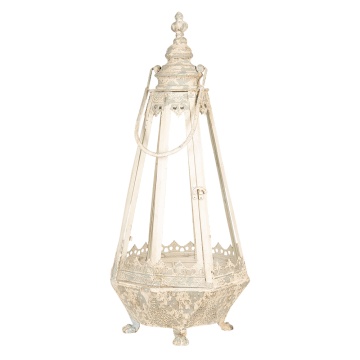Felinar bej, din metal, cu aspect vintage, 30x30x68 cm