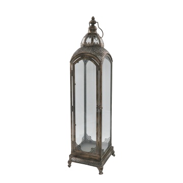 Felinar de exterior, din metal, cu patina aurie, H81cm