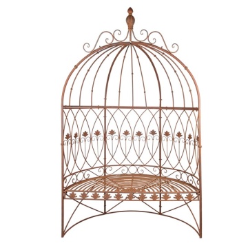 Foisor de gradina cu banca, maro, din metal, aspect vintage
