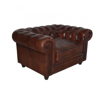 Fotoliu Chesterfield din piele naturala maro, "Classic Chic" - Img 6