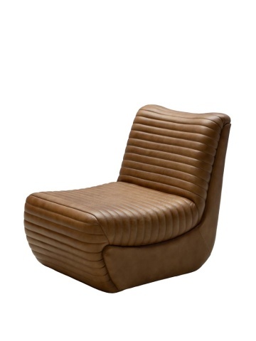 Fotoliu din piele maro antichizat, formă rotunjită, cu model în relief, 71×59×84 cm, „Aston"