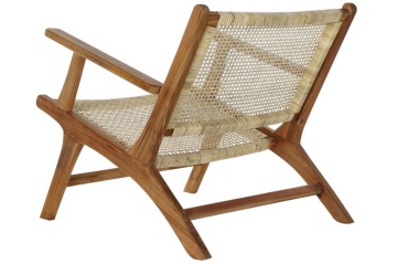 Fotoliu din ratan împletit manual, cu structură din lemn masiv de tec, natur, 69×78×68 cm, „Lombok" - Img 4