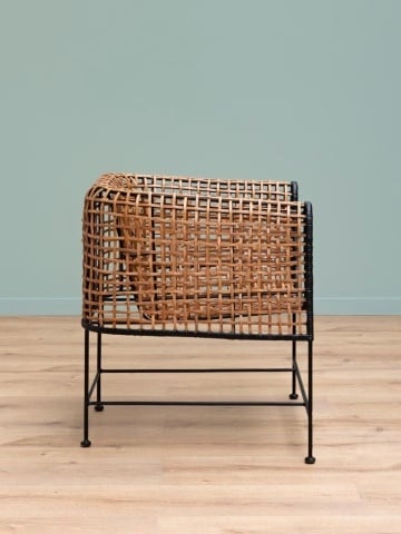 Fotoliu impletit din rattan, cu bordura decorativa neagră, "Asano" - Img 4