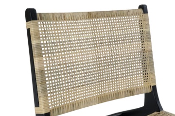 Fotoliu negru din lemn de tec si rattan , "Boho" - Img 4