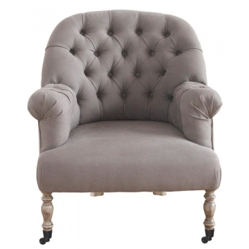 Fotoliu tapițat clasic shabby chic cu capitonaj și roți metalice, 70×70×82 cm, „Oxford"