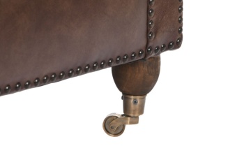 Fotoliu vintage din piele naturală maro închis, „Chesterfield" - Img 5
