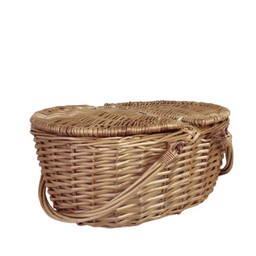 Geantă frigorifică din răchită împletită cu căptușeală în carouri albastre, B 28 x H 17 x L 39 cm, „Willow Cooler Bag Ina Blue" - Img 5
