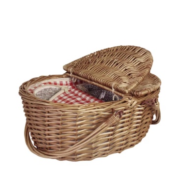 Geantă frigorifică din răchită împletită cu căptușeală în carouri roșii, B 28 x H 17 x L 39 cm, „Willow Cooler Bag Ina Red" - Img 3