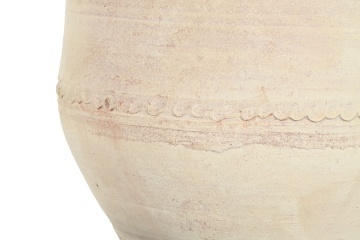 Ghiveci decorativ din teracotă artizanală, finisaj craft brut alb-crem, 52×52×60 cm, „Jerba" - Img 2